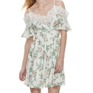 Disney Princess- Green, pink and Cream off shoulder Floral Dress